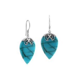 Sterling silver Turquoise Shell teardrop earrings with earwire lock