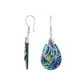 Sterling silver Abalone Shell long teardrop earrings with earwire lock