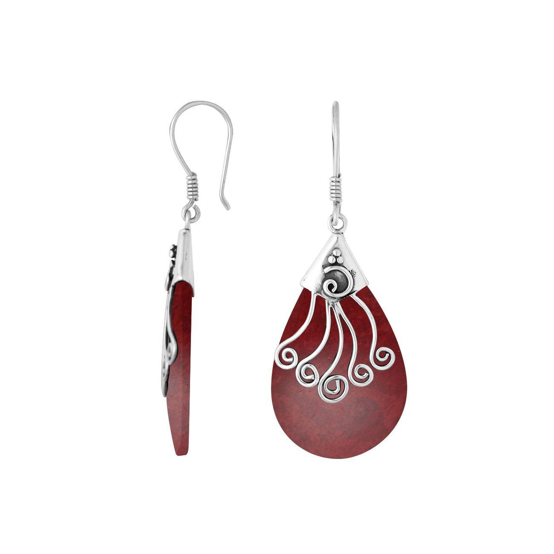 AE-1120-CR Sterling Silver Earring With Coral Jewelry Bali Designs Inc 