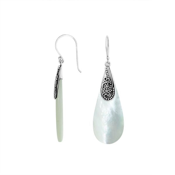 AE-1121-MOP Sterling Silver Fancy Shape Earring With Mother Of Pearl Jewelry Bali Designs Inc 