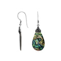 Abalone Shell teardrop silver earrings with swirl detailing