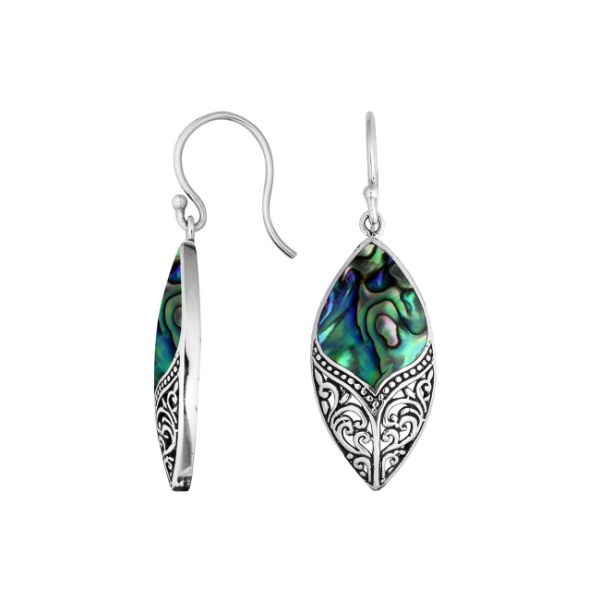AE-1130-AB Sterling Silver Marquise Shape Earring With Abalone Shell Jewelry Bali Designs Inc 