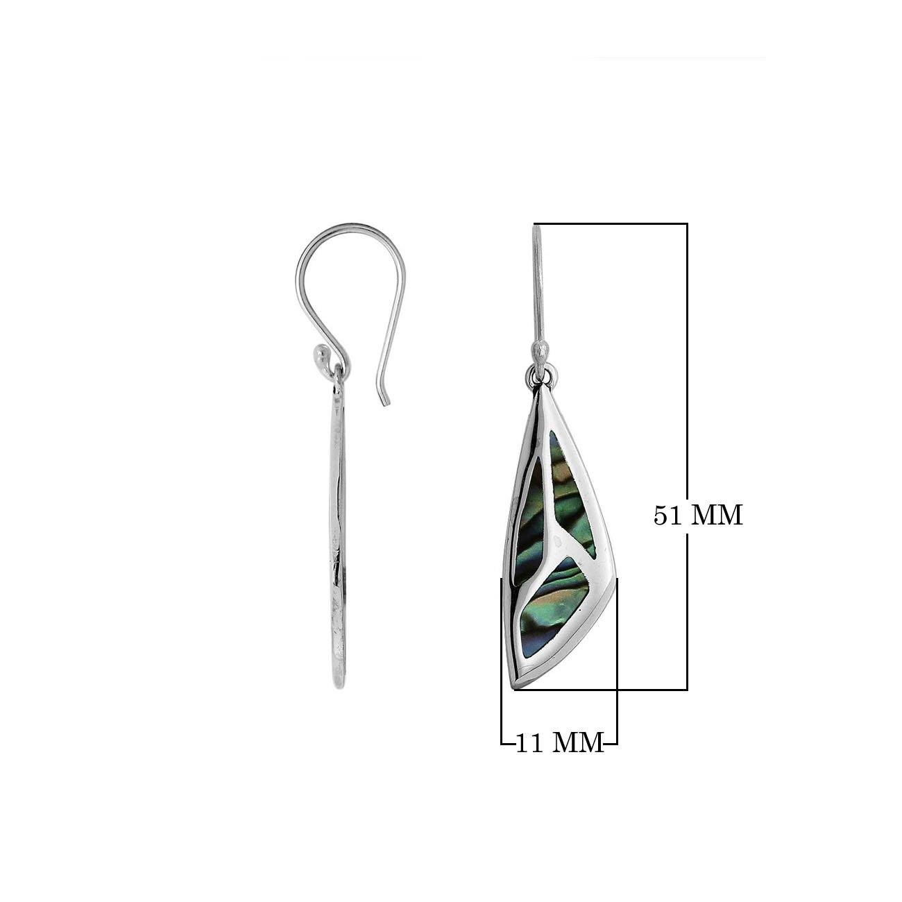 Sterling Silver Abalone Shell Geometric Drop Earrings With Earwire Lock
