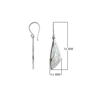 Sterling Silver Mother Of Pearl Geometric Drop Earrings With Earwire Lock