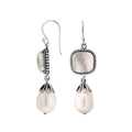 Sterling Silver Mother Of Pearl And Shell Pearl Drop Earrings With Earwire Lock