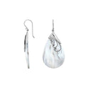 Silver Teardrop Earrings With Mother Of Pearl And Swirl Design