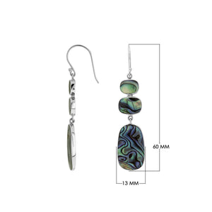 Silver Drop Earrings With Abalone Shell Geometric Design