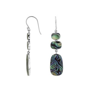 Silver Drop Earrings With Abalone Shell Geometric Design
