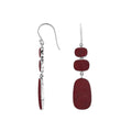 Silver Drop Earrings With Red Coral Geometric Design