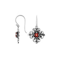 Silver Cross Earrings With Garnet Quartz Stone