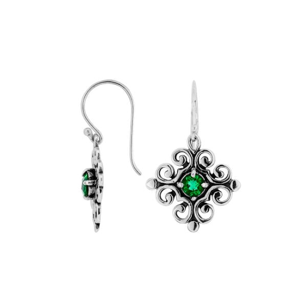 AE-1139-GQ Sterling Silver Earring With Green Quartz Jewelry Bali Designs Inc 