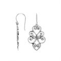 Silver Heart Swirl Drop Earrings