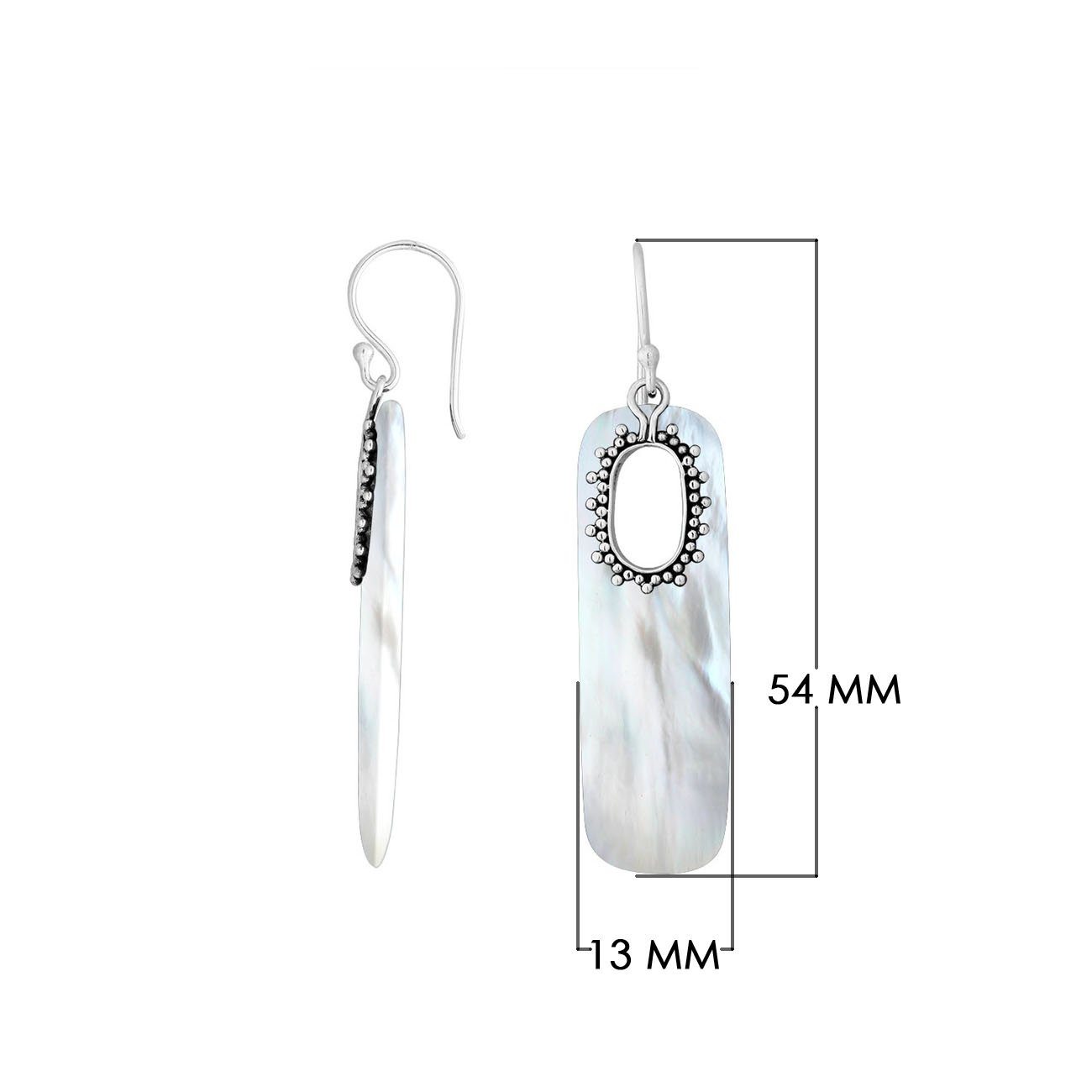 Mother Of Pearl Sterling Silver Oval Frame Earwire Earrings