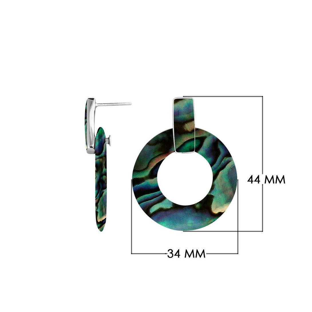 Abalone Shell Sterling Silver Round Hoop Push Back Earrings