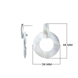 Mother Of Pearl Sterling Silver Round Hoop Push Back Earrings
