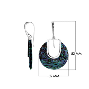 Abalone Shell Sterling Silver Round Drop Earwire Earrings