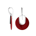 Red Coral Sterling Silver Round Drop Earwire Earrings