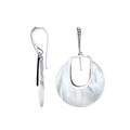 Mother Of Pearl Sterling Silver Round Drop Earwire Earrings