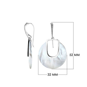 Mother Of Pearl Sterling Silver Round Drop Earwire Earrings