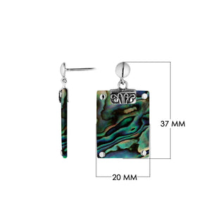 Abalone Shell Sterling Silver Rectangular Drop Stud Earrings