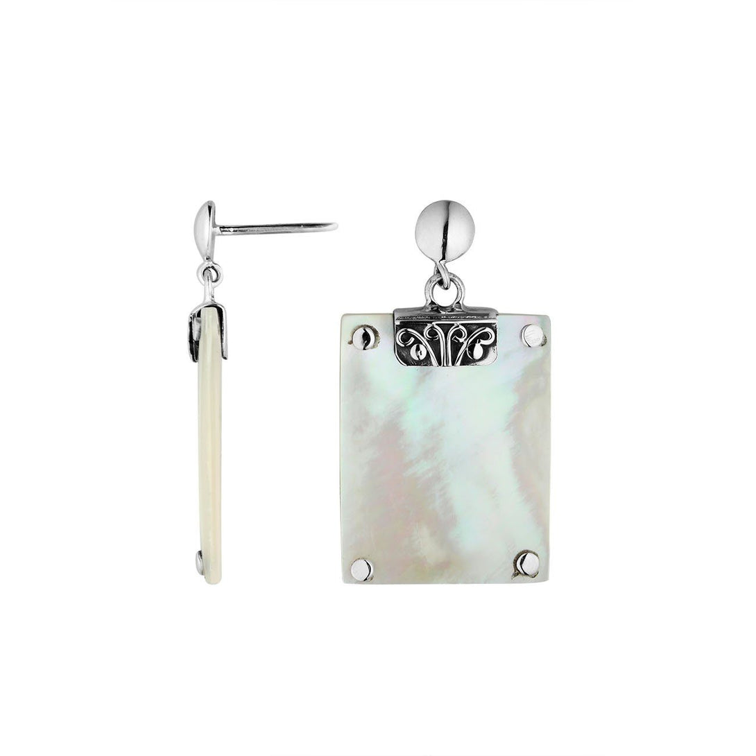AE-1147-MOP Sterling Silver Earring With Mother Of Pearl Jewelry Bali Designs Inc 