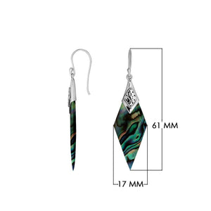 Abalone Shell Sterling Silver Diamond Drop Earwire Earrings