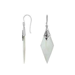 Mother Of Pearl Sterling Silver Diamond Drop Earwire Earrings