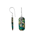 Abalone Shell Silver Rectangular Drop Earrings With Filigree