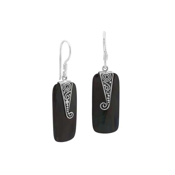 AE-1149-SHB Sterling Silver Earring With Black Shell Jewelry Bali Designs Inc 