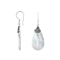 Mother Of Pearl Silver Teardrop Earrings With Filigree Cap