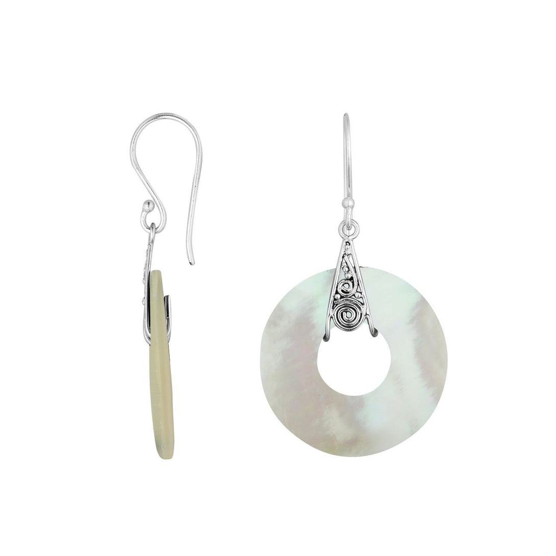 AE-1153-MOP Sterling Silver Earring With Mother Of Pearl Jewelry Bali Designs Inc 