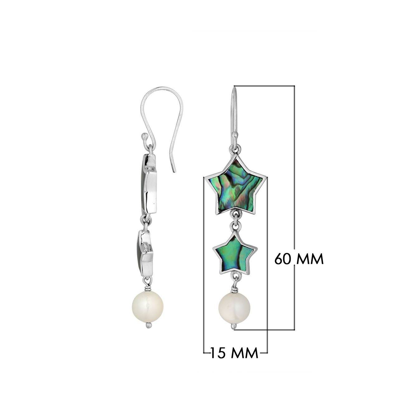 Abalone shell star earrings with pearl drop