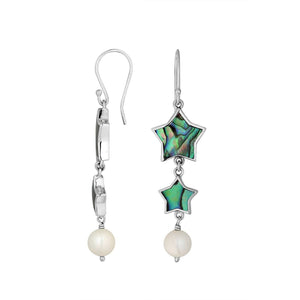 Abalone shell star earrings with pearl drop