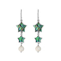 Abalone shell star earrings with pearl drop