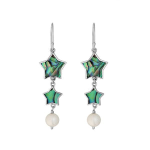 Abalone shell star earrings with pearl drop