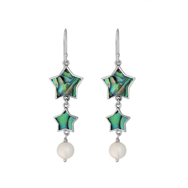 Abalone shell star earrings with pearl drop