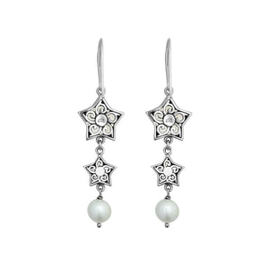 Mother Of Pearl star earrings with pearl drop