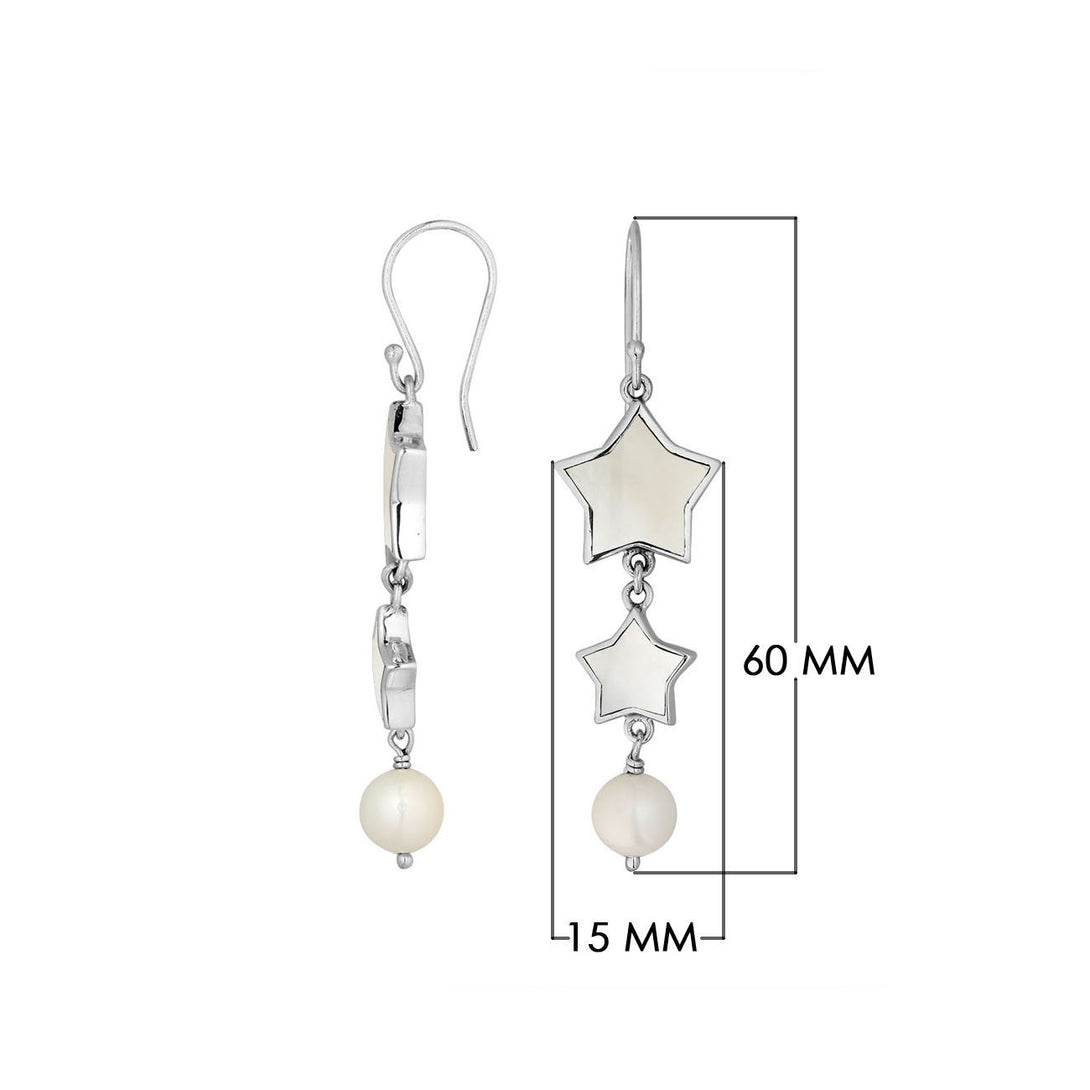 Mother Of Pearl star earrings with pearl drop