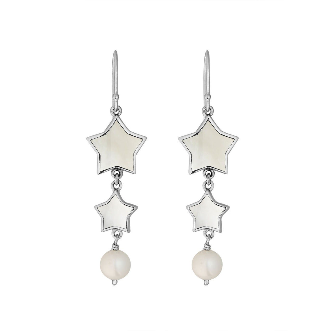 Mother Of Pearl star earrings with pearl drop