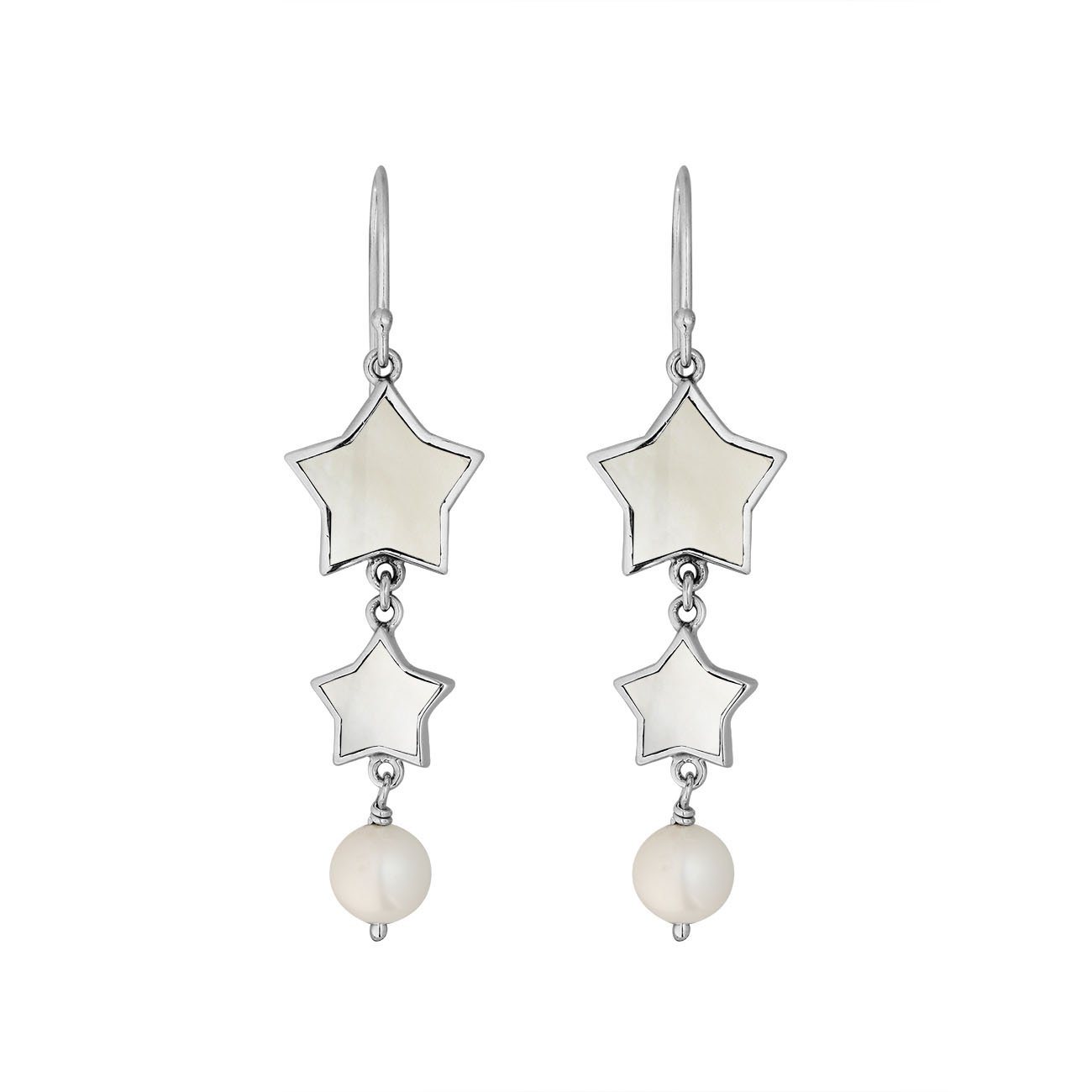 Mother Of Pearl star earrings with pearl drop
