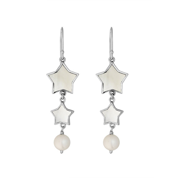 Mother Of Pearl star earrings with pearl drop