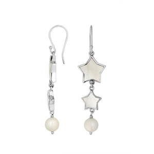 Mother Of Pearl star earrings with pearl drop
