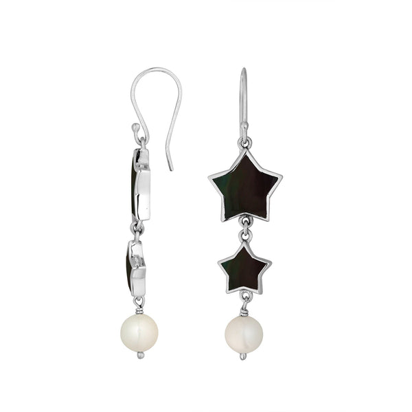 AE-1155-SHB Sterling Silver Earring With Black Shell Jewelry Bali Designs Inc 