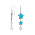 Turquoise shell star earrings with pearl drop