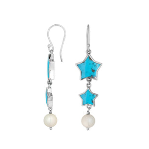 Turquoise shell star earrings with pearl drop