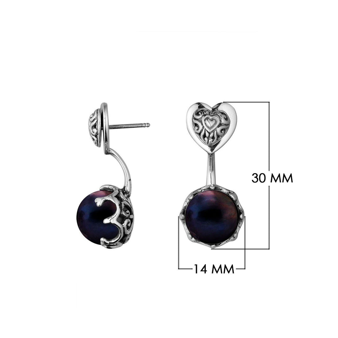 AE-1156-PEB Sterling Silver Earring With Black Shell Pearl Jewelry Bali Designs Inc 