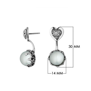 Shell pearl drop earrings with silver heart