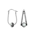 Pearl silver textured triangle drop earrings