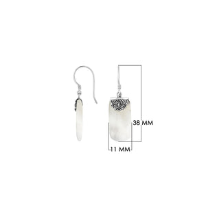 Mother Of Pearl Silver Rectangle Earrings With Earwire For Wholesale