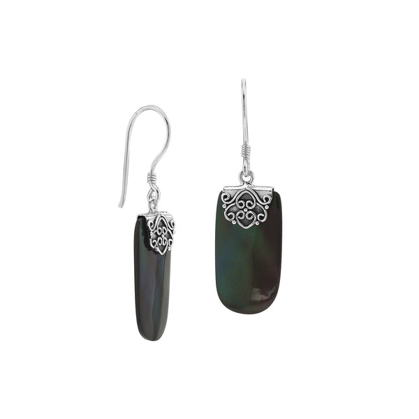 AE-1159-SHB Sterling Silver Earring With Black Shell Jewelry Bali Designs Inc 